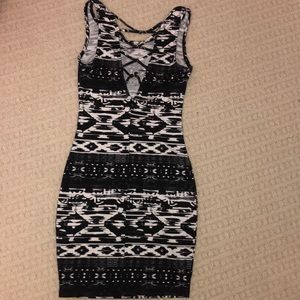 Black and White patterned Mini Dress